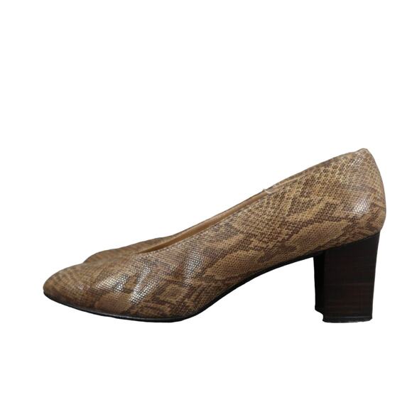 Stuart Weitzman Shoes Womens 9 Pumps Snakeskin Print Leather Fashion Heels Brown - Picture 6 of 14